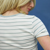 Wendy Striped Rib Knit Tee - Sage Green