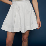 Alix Pleated Mini Skirt - White