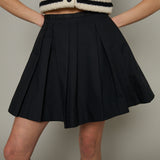 Alix Pleated Mini Skirt - Black