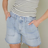 Calla Mid Rise Denim Utility Shorts