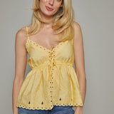 Jodi Eyelet Front Ribbon Detail Top