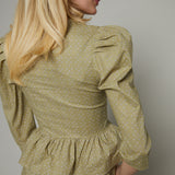 Chandler Peplum Puff Sleeve Blouse