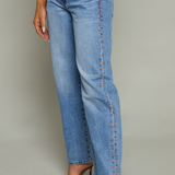 Kirby Mid Rise Bowed Straight Leg Jeans - Star Studded