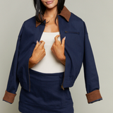 Arabella Contrast Collar Twill Jacket