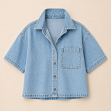 Dottie Denim Button Up Top - Coastal Water