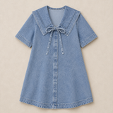 Gianni Oversized Collar Denim Mini Dress