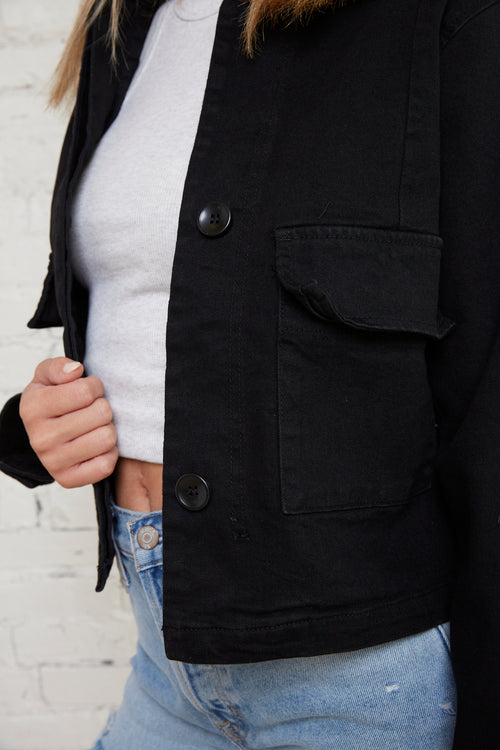 Aviva Black Cropped Denim Jacket