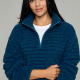 Marcy Half Zip Fleece Pullover - Navy/Green