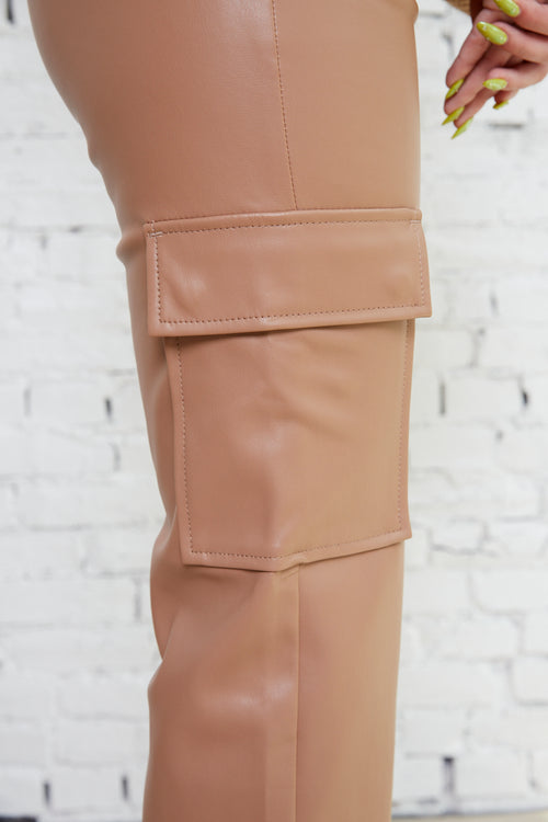 Chloe Faux Leather Cargo Pants