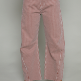 Rebel Raw Hem Striped Barrel Jeans
