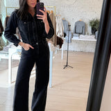 Danica Black Denim Wide Leg Jumpsuit