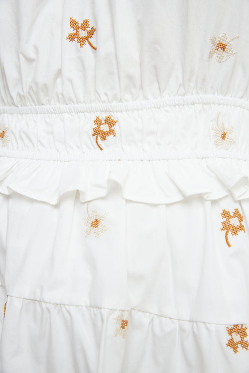 Elizabeth Floral Embroidered Poplin Midi Dress