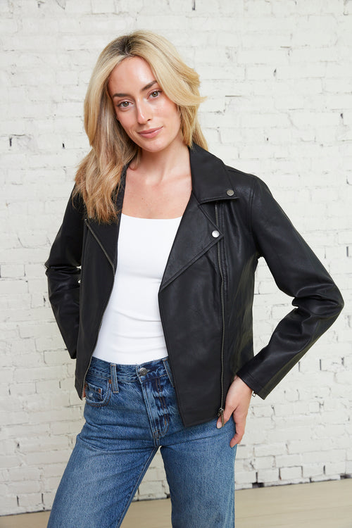 Leah Vegan Leather Moto Jacket