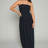 Flora Ruched Strapless Maxi Dress