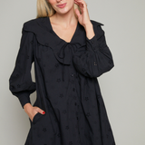 Sylvie Scalloped Collar Eyelet Mini Dress - Black