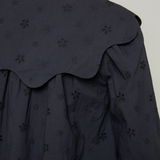 Sylvie Scalloped Collar Eyelet Mini Dress - Black