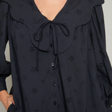 Sylvie Scalloped Collar Eyelet Mini Dress - Black