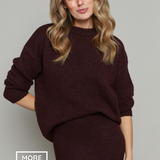 Ryleigh Oversized Crew Neck Sweater - Burgundy