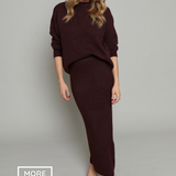 Simone Rib Knit Sweater Skirt - Burgundy