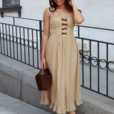 Ezzie Ditsy Floral Ruffle Trim Midi Dress