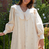 Sylvie Scalloped Collar Eyelet Mini Dress - Eggshell