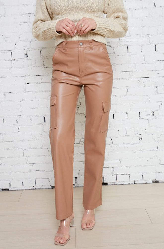 Chloe Faux Leather Cargo Pants