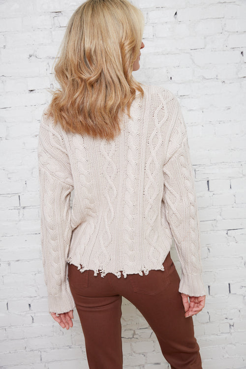 Milani Distressed Cable Knit Sweater