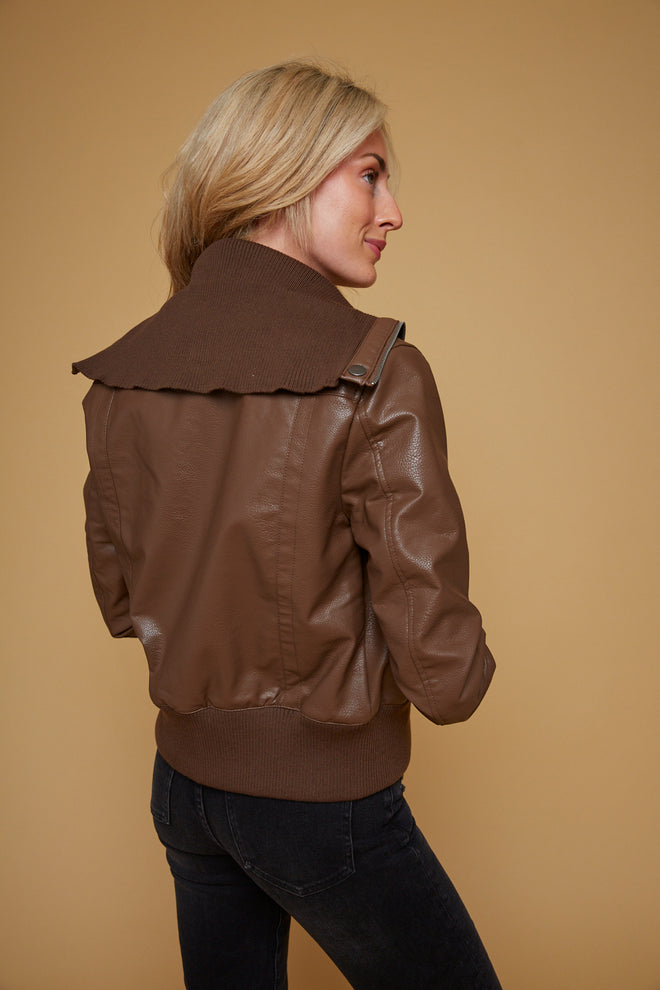 Savannah Faux Leather Bomber Jacket