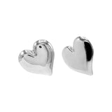 Silver Chunky Heart Stud Earrings