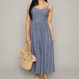 Talia Striped Linen Maxi Dress