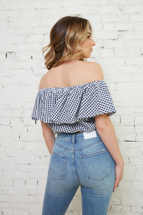 Tyra Gingham Off The Shoulder Top