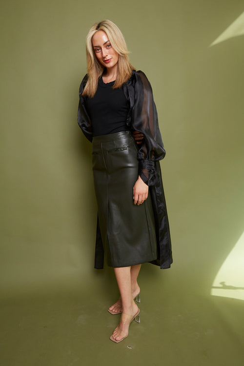 Verity Faux Leather Pencil Skirt