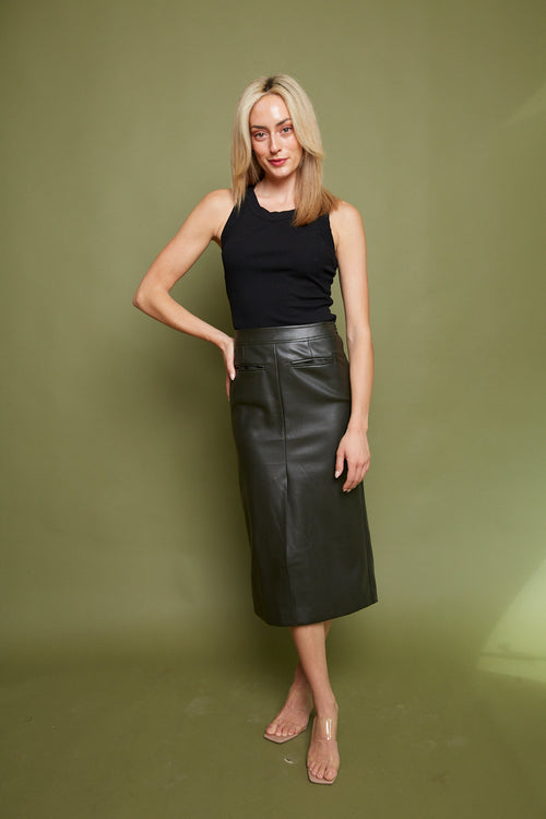 Verity Faux Leather Pencil Skirt