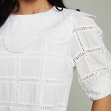 Dorthy Scalloped Crochet Mini Dress
