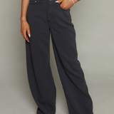 Brooks High Rise Linen Bowed Wide Leg Pant - Bristol Black