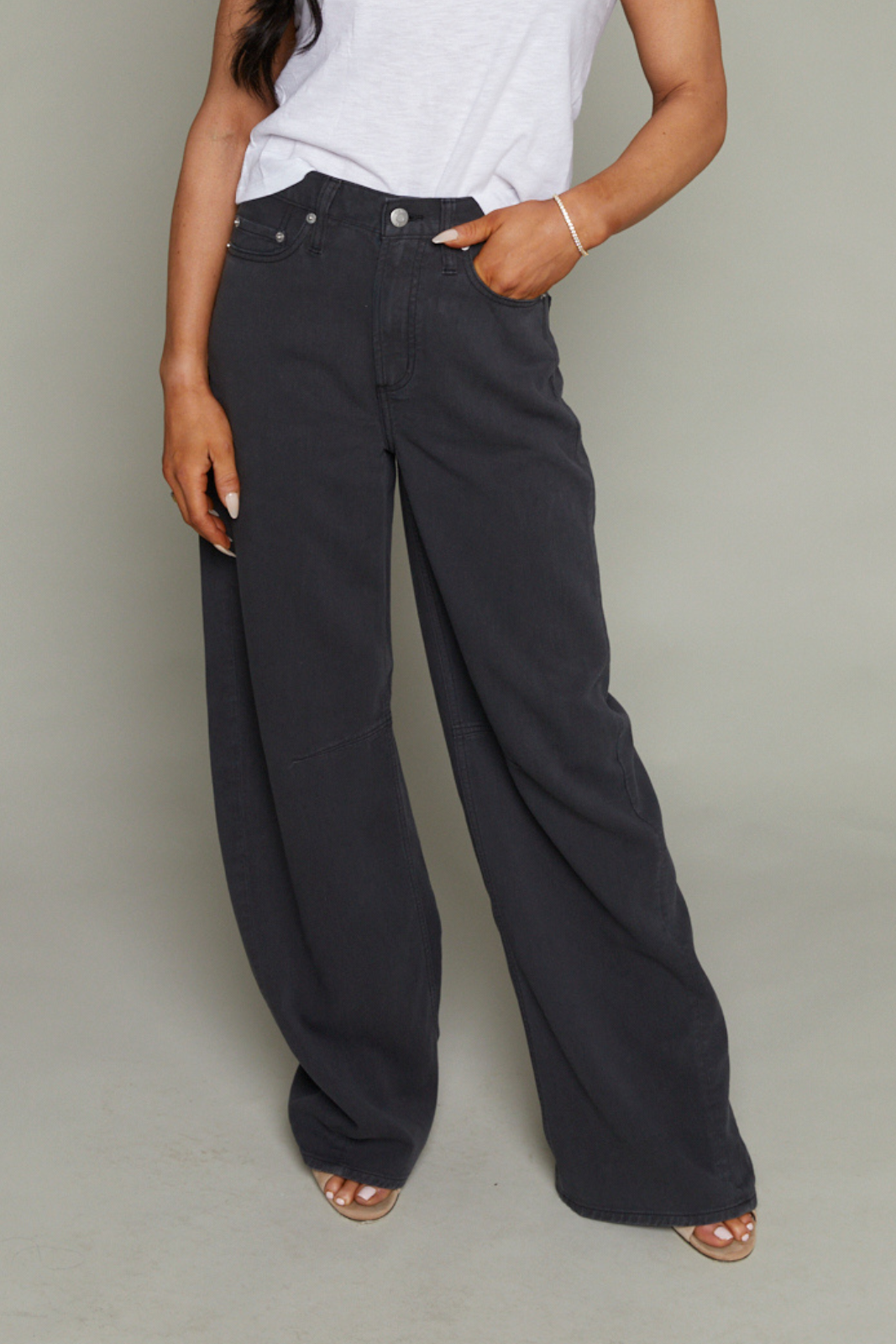 Brooks High Rise Linen Bowed Wide Leg Pant - Bristol Black