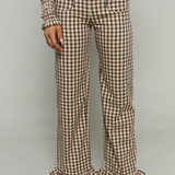 Nilsa Gingham Ruffled Pants - Brown
