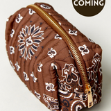 Bandana Print Zip Cosmetic Bag - Chocolate Brown