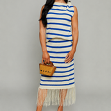 Ezzie Crochet Striped Gathered Top