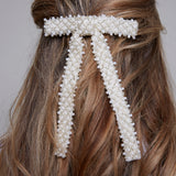 Pearl Embellished Hair Bow Barrette