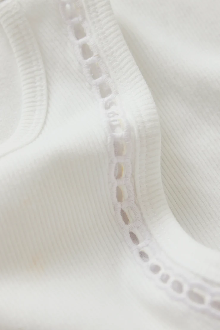 Merrit Eyelet Ribbed Tank - White