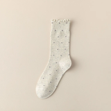 Polka Dot Ruffle Crew Socks