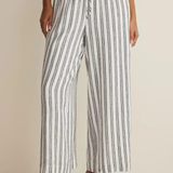Kiya Striped Linen Pant - White