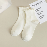 Solid Ruffle Ankle Socks - Cream