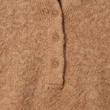 Ivana Brushed Knit Henley Sweater - Golden Carmel