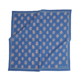 Blue Floral Double Scalloped Edge Bandana