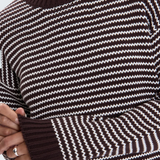 Kennedy Striped Relaxed Sweater - Mocha