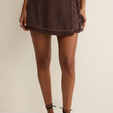 Liza Floral Terry Fringe Wrap Skirt