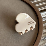 Mini Heart Claw Clip - Beige