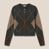 Phoebe Relaxed Argyle Cardigan - Charcoal Heather